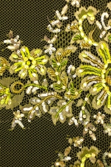 Beaded Metallic Chantilly Lace0