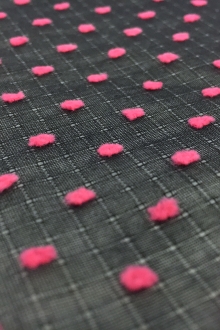 Cotton Plumetis in Black Fuchsia0