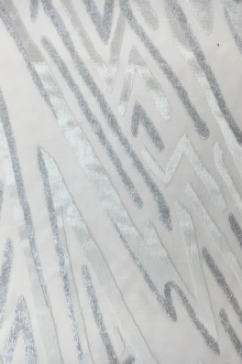 Gray Silk and Lurex Burnout Velvet with Zig Zags0