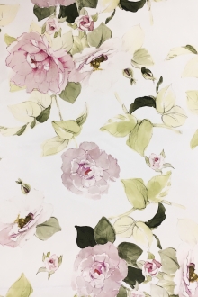 Printed Silk and Cotton Satin with Flowers0