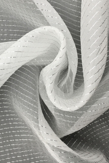 Silver Metallic Striped Silk Chiffon0