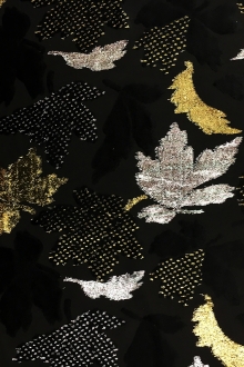 Silk Lurex Burnout Velvet with Leaves Motif0