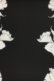 Silk and Polyester Blend Satin with Large Rows of Floral Motifs0