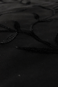 Silk Satin Organza Embroidered with Vines and Leaves0