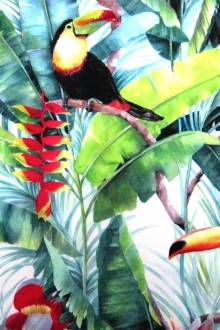 Cotton Canvas Rain Forest Toucans Print0