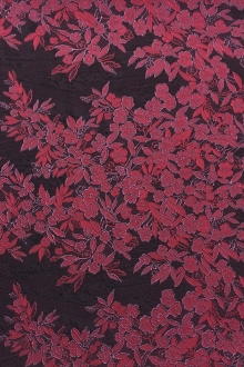 Silk Blend Metallic Cloqué Panel with Large Florals and Abstract Swirls0