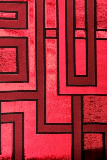 Metallic Geometric Jacquard Brocade in Red0