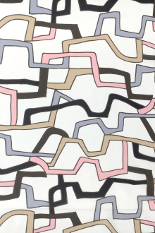 Printed Silk Crepe de Chine with Geometric Chains0