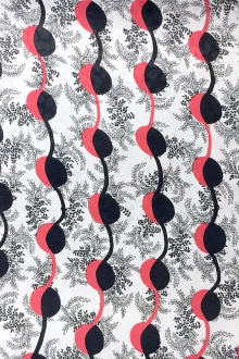 Printed Silk Jacquard with Geometric and Leaf Motifs0