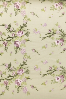 Metallic Embroidered Tulle with Climbing Vines and Roses0