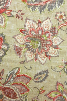 Linen Viscose Upholstery Floral Paisley Print0
