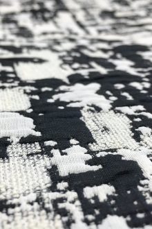 Abstract Geometric Brocade in Midnight Navy0