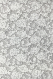 Cotton Blend Floral Cloqué in Light Grey0