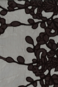 Black Cord Cut Satin Appliqued on Illusion0