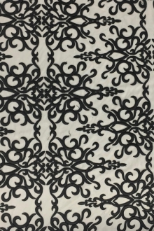 Heavily Embroidered Tulle in Black0