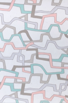 Printed Silk Crepe de Chine with Geometric Chains0