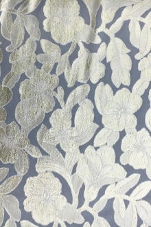 Silk Chiffon with Metallic Fil Coupé Flowers0