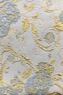 Silk Blend Matelassé with Flowers and Swirls0