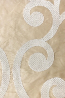 Embroidered Silk Shantung with Large Curls0