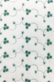 Cotton Eyelet with Embroidered Flowers in Green0