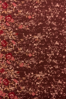 Brocade Panel with Metallic Cloqué Leaves and Floral Border0