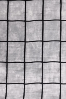 Silk Charmeuse Panel with Black Puff Paint Grid0