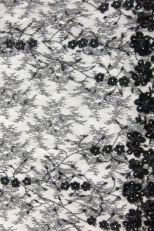 Beaded Chantilly Lace with Flower Appliqué0