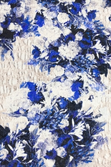 Metallic Silk Blend Matelassé with Floral Bouquets0