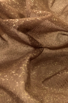 Metallic Nylon Tulle in Marrone and Gold0
