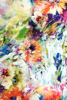 Polyester Mikado with Printed Abstract Brush Strokes0