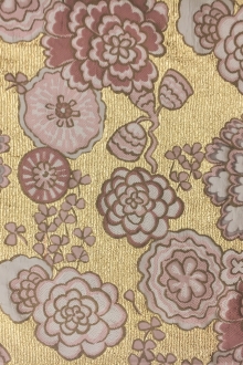 Metallic Burnout Fil Coupe with Large Florals on Metallic Gold Organza0