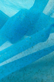 Metallic Nylon Tulle in Pavone and Gold0