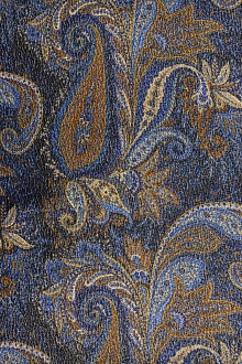 Silk and Wool Blend Metallic Crepe with Paisley Patterns0