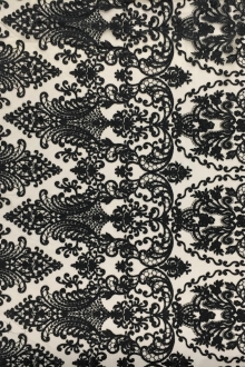 Black Embroidered Tulle with Intricate Designs 0