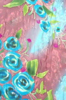 Printed Metallic Silk Chiffon0