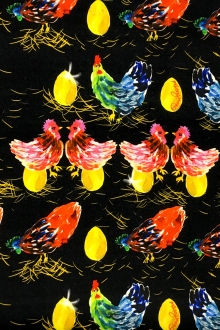 Giulia Rositani Printed Double Wool Crepe with Chickens Hatching Golden Eggs0