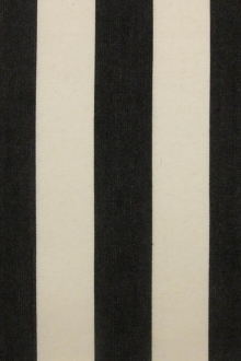 Cotton Upholstery 1.5" Stripe In Black And Pearl0