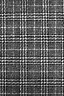 Italian Silk Linen Wool Blend Plaid in Graphite0