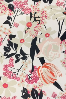 Printed Silk Mikado with Graphic Floral Print0