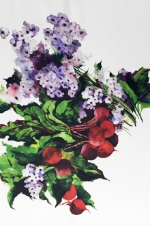 Printed Silk Mikado Panel with Beets and Florals0