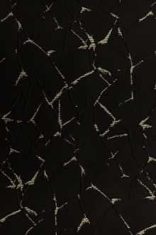 Silk and Polyester Blend Metallic Cloqué Brocade with Cracked Texture0