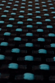 Polyester Swiss Dot Brocade with Aqua Dots0
