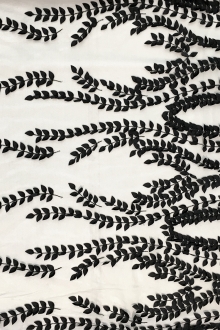 Leaf Appliques on Illusion in Black0