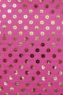 Press on Metallic Sequins on Silk Crinkle Chiffon0