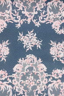 Printed Couture Silk Gazar with Doily Ornamentation Patterns0