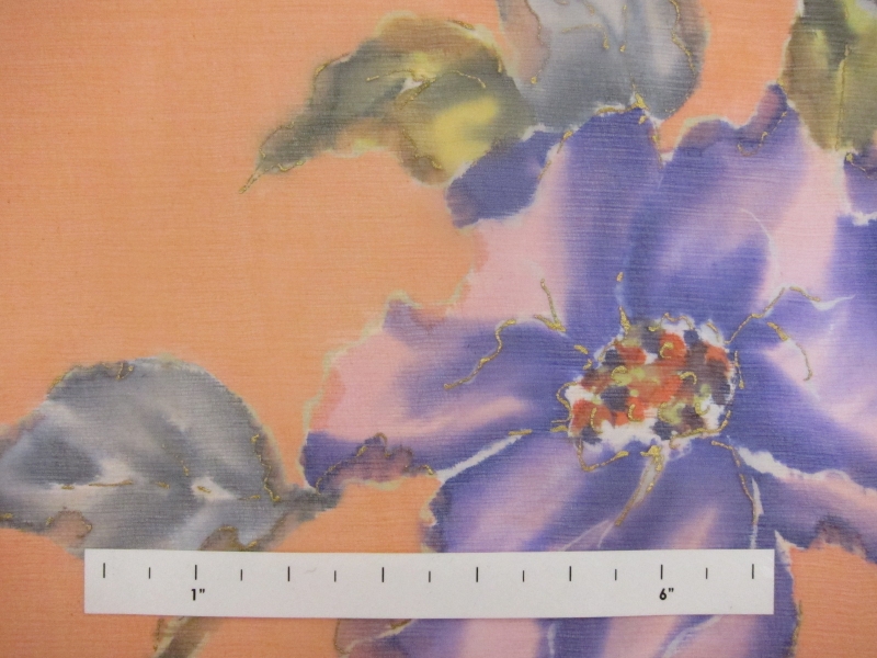 Hand Painted and Printed Silk Crinkle Chiffon0