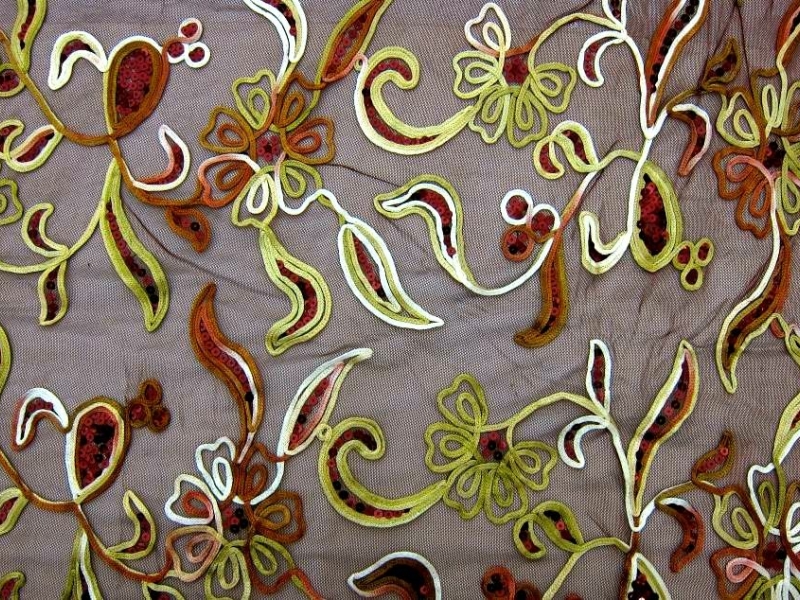 Sequins on Embroidered Stretch Tulle 0