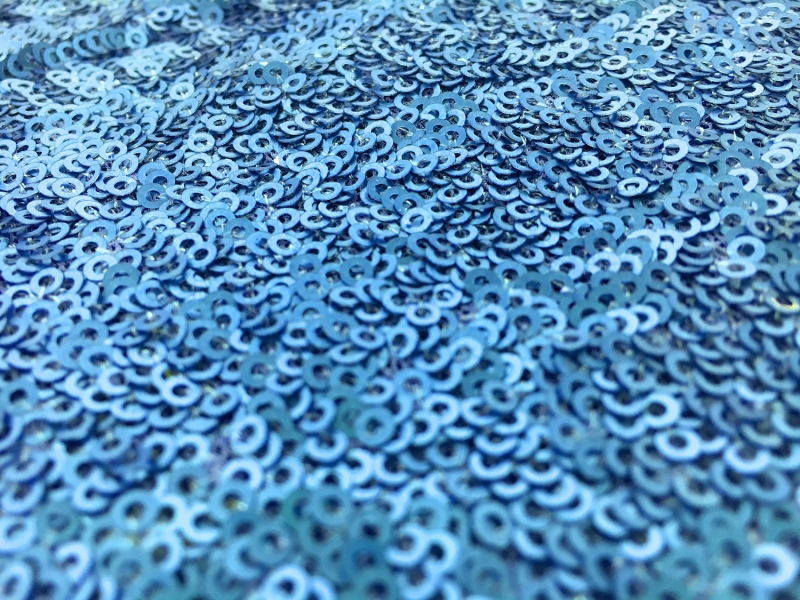 Mini Sequins on Stretch Tulle in Light Blue0