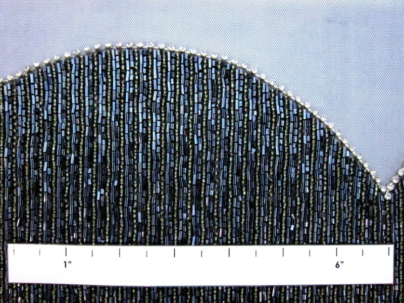 Suzanne Navy Bugle Bead Embroidered Tulle Bodice 1