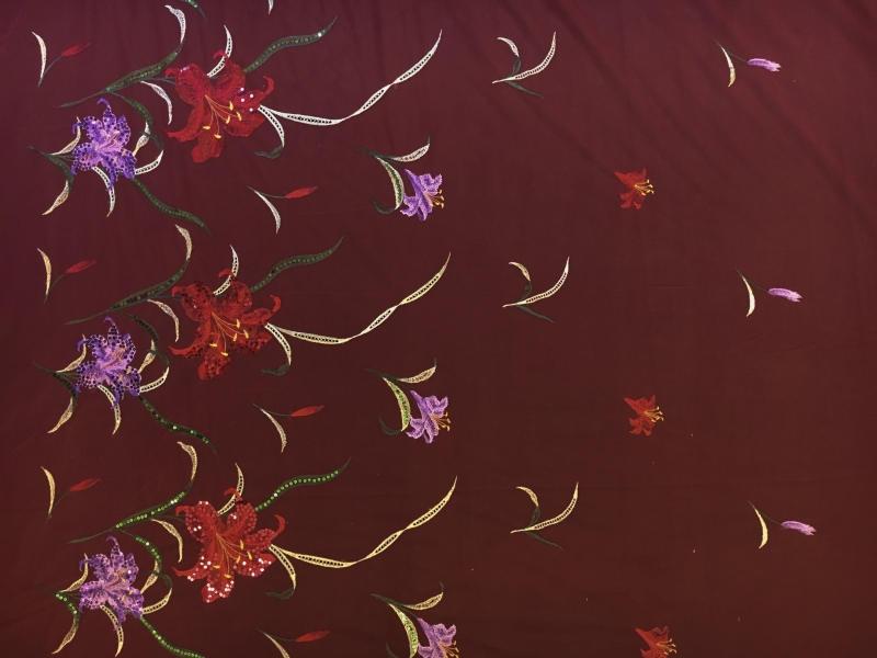 Embroidered Floral Degrade with Sequins on Tulle0